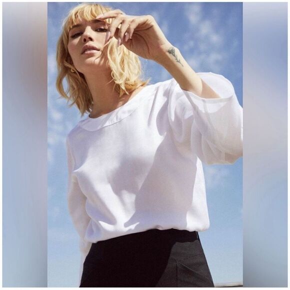 Vetta Women's White Sheer The Reversible Minimal Blouse Size Small S NWT Capsule - Picture 2 of 10